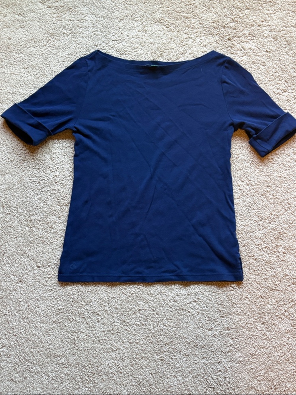 Ralph Lauren women’s Navy Short-Sleeve Boatneck Tee size M